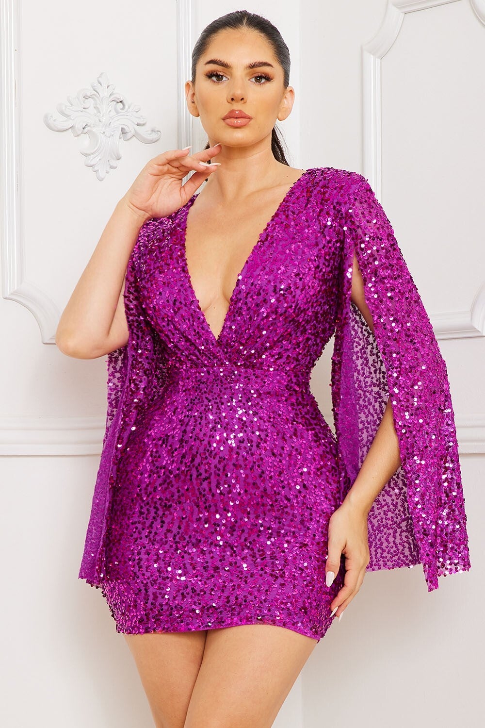 Bell sleeve sequin dress best sale